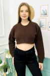 159011 Waffle Crop Sweatshirt